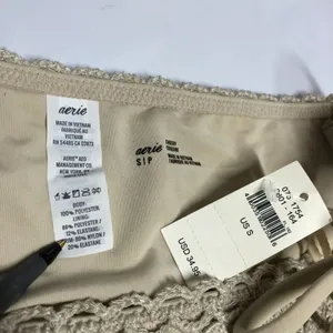 Aerie Bikini Bottom Cheeky String Ties Crochet Beige Tan S thumbnail 3