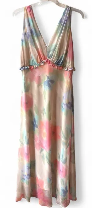 Taylor Maxi Dress Womens 12 Empire Waist Watercolor Tie Dye Lined Wedding thumbnail 1