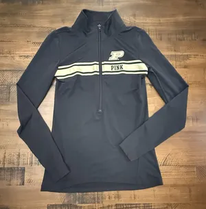Victoria's‎ Secret PINK 5th & Ocean Purdue Boilermakers Metallic 3/4 zip XS top thumbnail 1