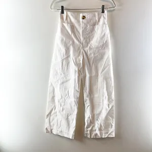 Maeve by Anthropologie The Colette High Rise Wide Leg Cropped Pants White 26 thumbnail 2