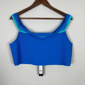 BCBG MAXAZRIA Top Womens XL Blue‎ Off The Shoulder Cropped Stretch Knit New NWT thumbnail 3