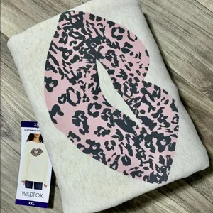 Wildfox Leopard print kiss oversized statement sweatshirt size small thumbnail 1