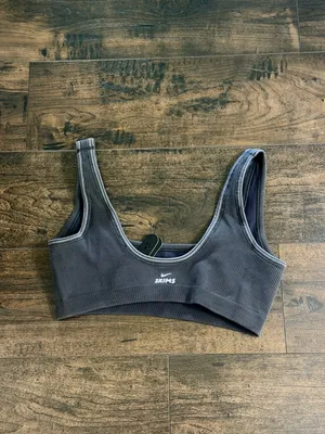 NWT Nike x Skims Ribbed Seamless Micro Scoop Bra - Obsidian/Armor thumbnail 3