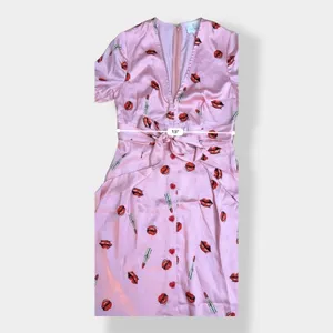 JB Julie Brown NWOT Pink Kisses and Lipstick‎ Satin Dress Size 2 thumbnail 6