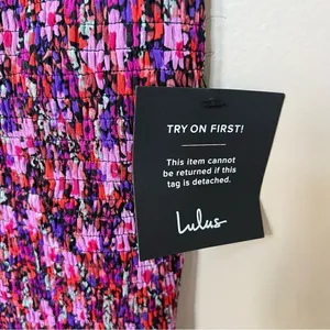 Lulu’s NWT Pink and Purple Floral Smocked Skirt Size XS thumbnail 3