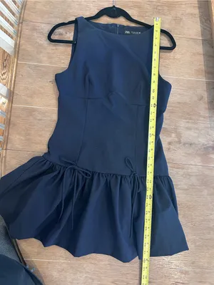 Zara NWT Girl’s Navy Sleeveless Drop-Waist Party Dress, Medium thumbnail 6