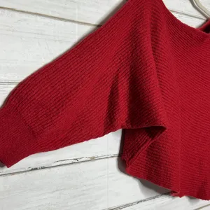 Free People Oversized Red Knit Sweater Slouchy Dolman Sleeves Size Medium thumbnail 10