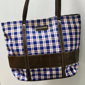 Vintage Longaberger Homestead Blue Plaid Canvas Tote Bag thumbnail 2