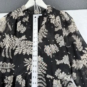 Polagram Black Floral‎ Tiered Maxi Dress Long Sleeve V-Neck Boho PSD3991-A Small thumbnail 3