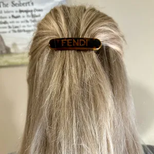 Fendi Brown Tortoise Logo Hair Clip thumbnail 9