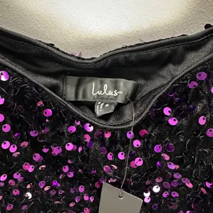 Lulus Seeing Sparkles Dark Purple Velvet Sequin Square Neck Mini Dress Small NWT thumbnail 7