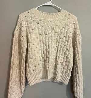 Pink Rose Ivory Textured Knit Sweater thumbnail 1
