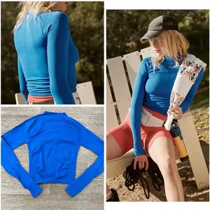 Free People Movement Good Karma Blue Long Sleeve Top Size XS/S thumbnail 2
