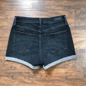 A&F • Simone High Rise Short black stretch denim cutoffs rolled hem cuffed thumbnail 9