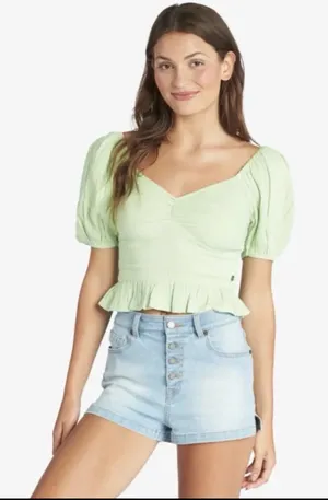 Roxy Life Mirage Puff Sleeve Top Mint Green Size M , pre-owned / No Flaws thumbnail 1