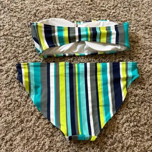 Vintage Aerie Two Piece Bikini Set Swimwear Striped Strapless Size Women’s M/L thumbnail 3