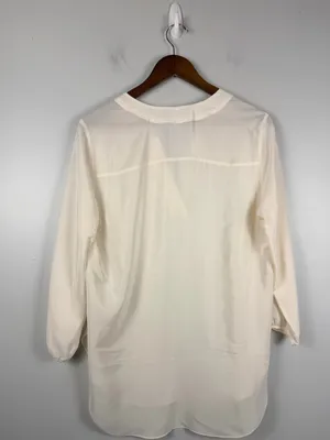 Amanda Uprichard Womens Silk V-Neck Long Sleeve Pullover Blouse Top Blue Size M thumbnail 5