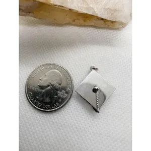 Vintage Sterling Silver Graduation Cap 3D Charm Tassel Graduate School‎ Diploma thumbnail 5