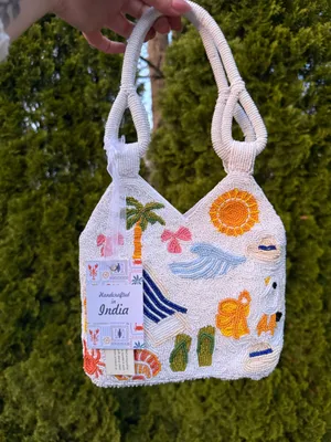 Beachy Beaded Bag White thumbnail 1
