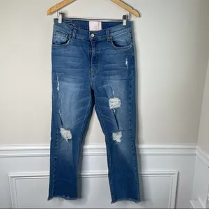 Revice Denim super high rise distressed‎ fray hem jeans thumbnail 3