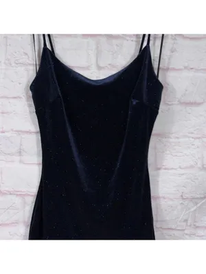 Windsor Velvet Glitter Bodycon Mini Dress Women’s XS Navy Blue Side Slit Party thumbnail 2
