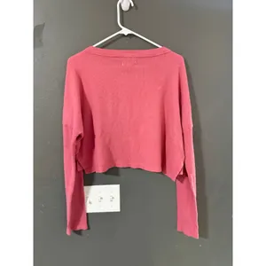 Aeropostale Pink Waffle Knit‎ Cropped Henley Long Sleeve Top Medium thumbnail 6
