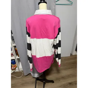 NWT SALEM7 L Always Tired Color Block Rugby Tunic Top Pink Black thumbnail 3