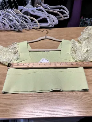 Free People Flutter By Crop Butterfly Sleeve Top Lemon L NWT thumbnail 12