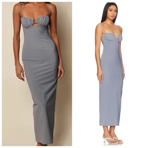 Montce Swim X Olivia Culpo Dark Denim Petal Long Slip Dress Size Medium thumbnail 9