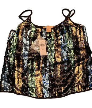 Anthro Sequin Striped Tank Top Camisole Size XS thumbnail 1
