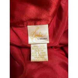 VTG Sophia by Delicates Red 2pc Satin Pajama Set Size Small thumbnail 4
