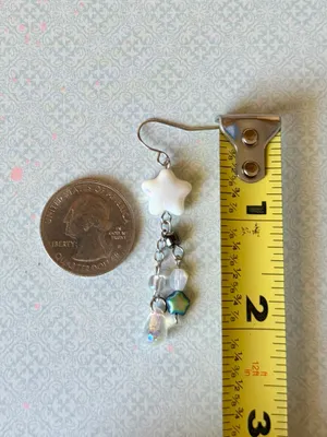 Handmade Czech glass beads fairy cottage whimsical dangle earrings🌟🩵 thumbnail 5