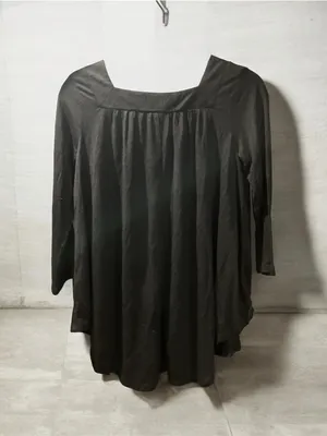 🌸Mudd  Boho Black Embroidered Square Neck 3/4 Sleeve Peasant Top Medium NWT thumbnail 3