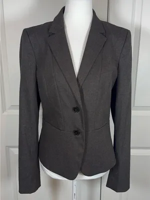 Ann Taylor Brown Blazer 6 Stretch Tailored Fitted Career Workwear Office Work thumbnail 1