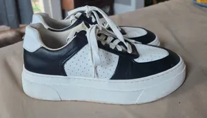 Steve Madden Ledge Leather platform sneakers black white colorblock design 8.5 thumbnail 1