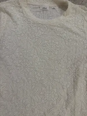 Aritzia Wilfred Cream Embroidered Lace one piece long sleeve bodysuit thumbnail 8