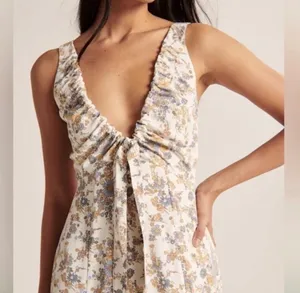 Abercrombie & Fitch Floral Tie Front Midi Dress Women's XL NWT Cottagecore thumbnail 2