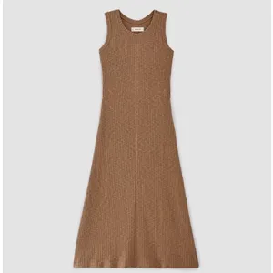 Everlane Dress Womens Medium Sleeveless Organic Cotton Ribbed Knit Stretch Brown thumbnail 4