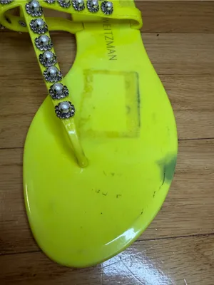 Stuart Weitzman Goldie Jelly Sandals in Neon Yellow - Size 7 thumbnail 4