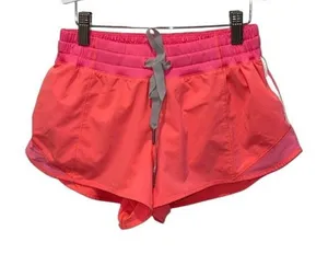 Lululemon Womens Drawstring Flat Front Running Athletic Shorts Coral Pink Size 6 thumbnail 1