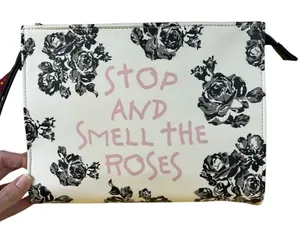 Betsey Johnson Cosmetic floral Bag Wristlet "stop and smell the roses" NWT‎ thumbnail 1