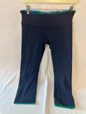 lululemon athletica Girls' Navy Capri Leggings with Teal Trim thumbnail 2