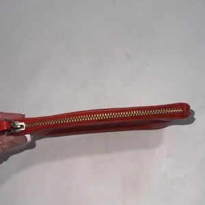 Vintage Y2K Kate Spade Logo‎ Leather Red Orange Zip Small Wristlet Wallet thumbnail 13