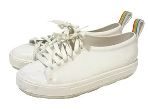Mel dreamed by Melissa White Rubber White Glossy Shoes‎ w/ Rainbow Tabs Size 7 thumbnail 1