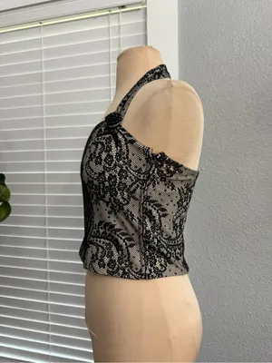 Bebe Halter Bustier Size XS Whimsigoth Coquette thumbnail 3