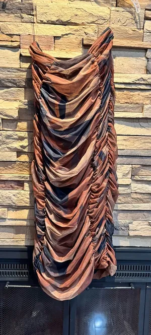 House of CB Ruched strapless Midi dress in Brown and Black L+ NWOT thumbnail 1