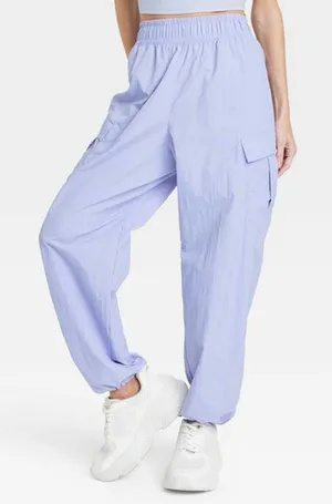 All In Motion Lilac Purple Cargo Windbreaker Parachute Pants Size S thumbnail 1
