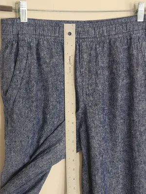 Old Navy Blue Linen Blend High Rise Cropped Wide Leg Pants Size Medium thumbnail 8