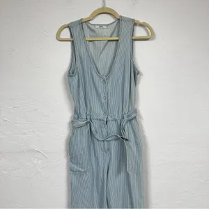 Obey Blue White Striped Sleeveless Jumpsuit Womens 27 Beachy Lightweight Casual thumbnail 4