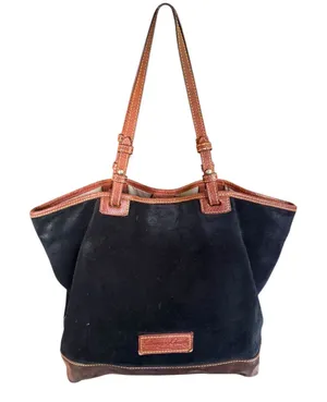 Dooney & Bourke Black Brown Suede Leather Tote Purse thumbnail 1